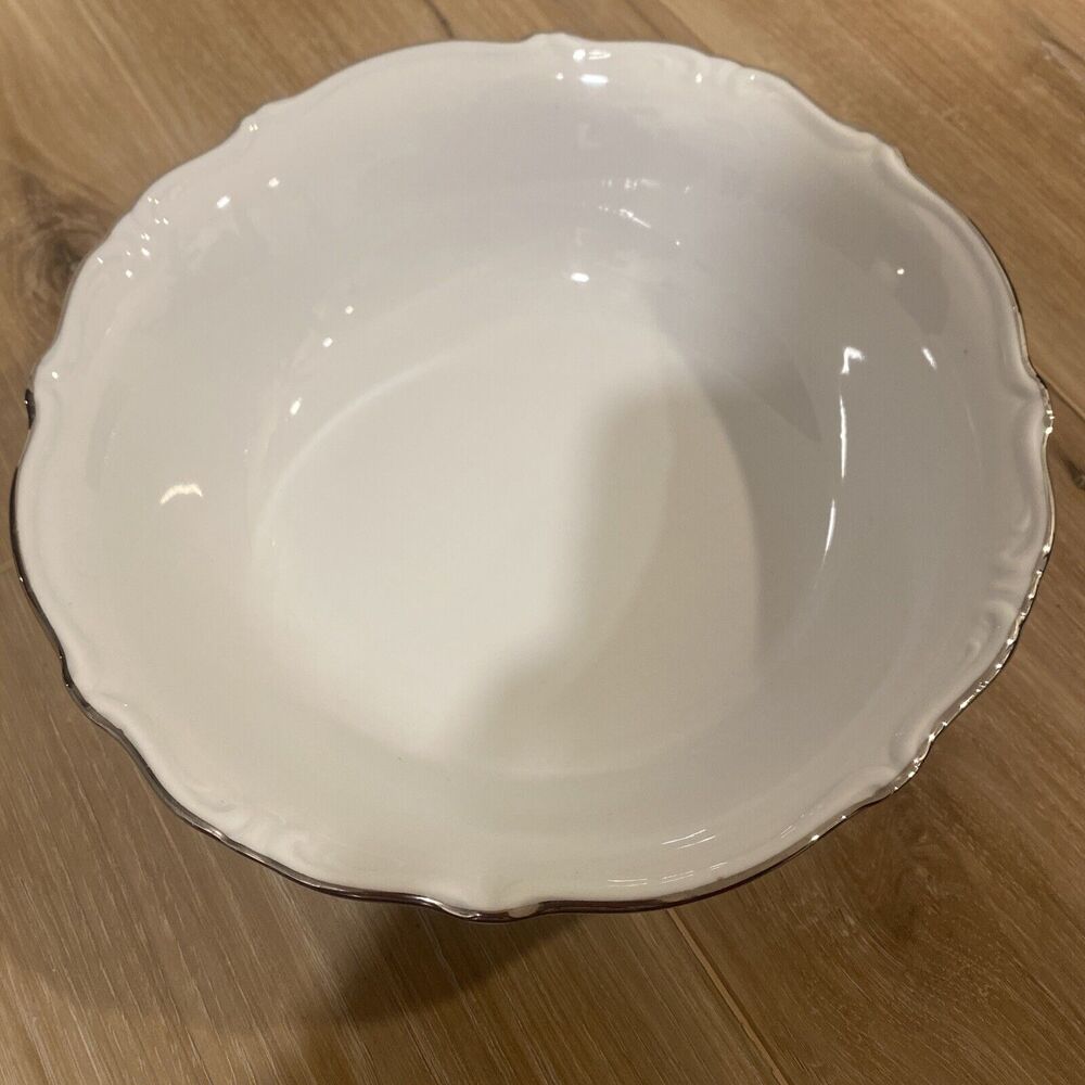 Winterling Bavaria Fine China Serving Bowl 9” White Platinum Rim 1918-1935